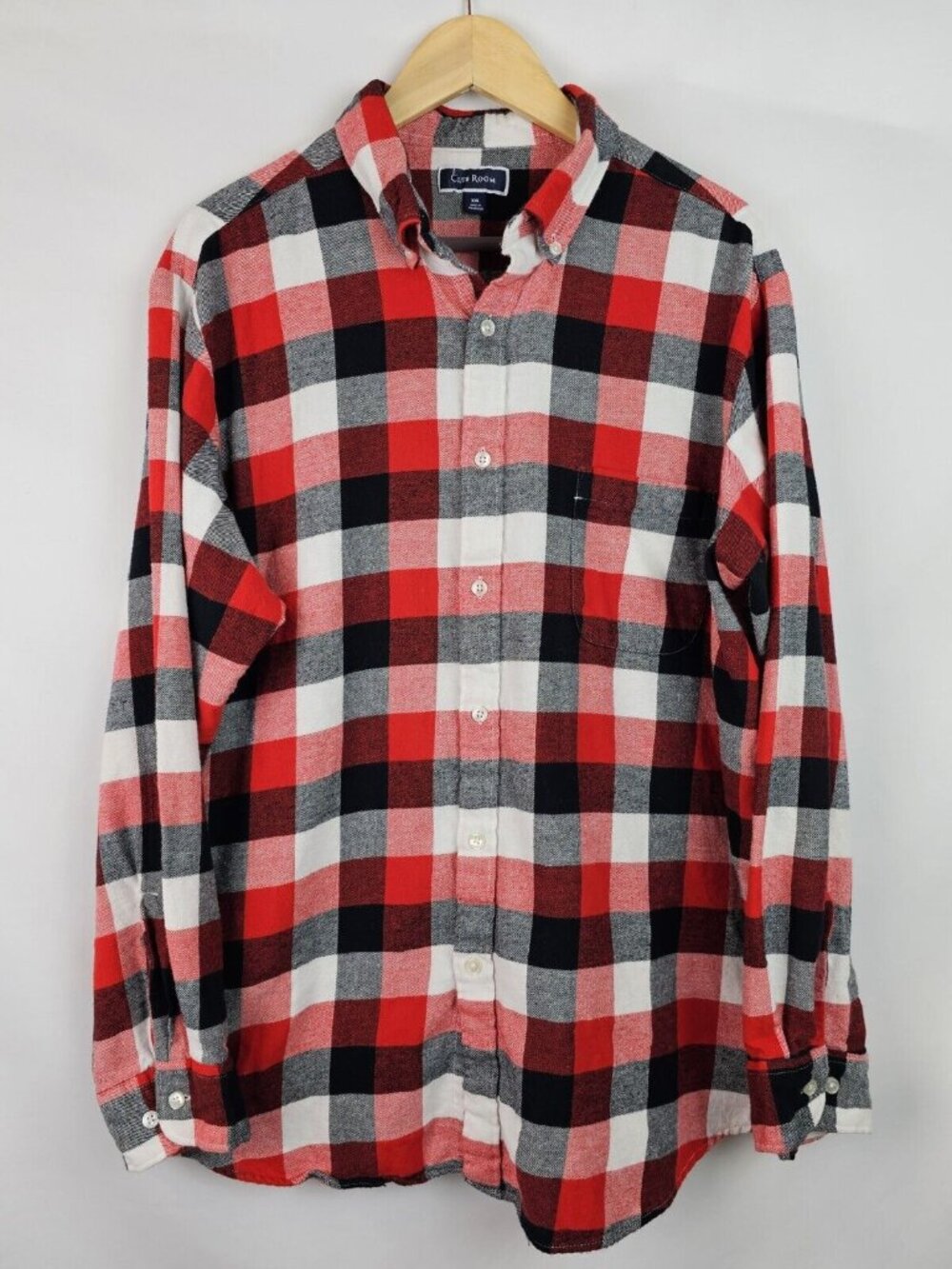 Club Room Men's Flannel Shirt Size XXL Red Plaid Long Sleeve Button Down Top
